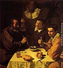 Diego Rodriguez de Silva Velazquez Three Men at a Table painting